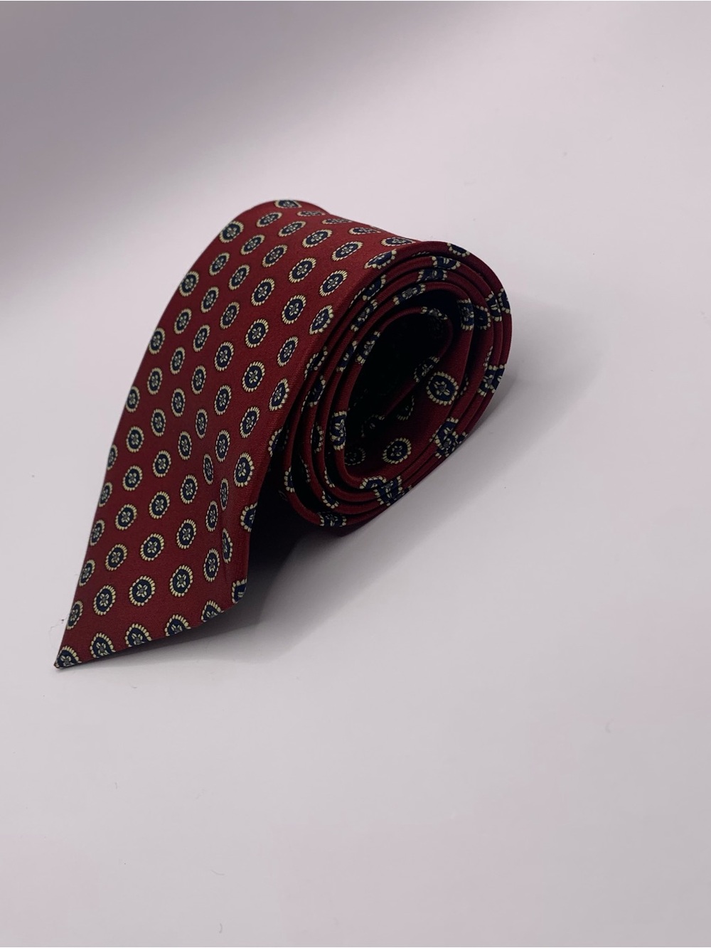Rene Chagal Classic Men's Burgundy Medallion Tie-0149 business formal interview